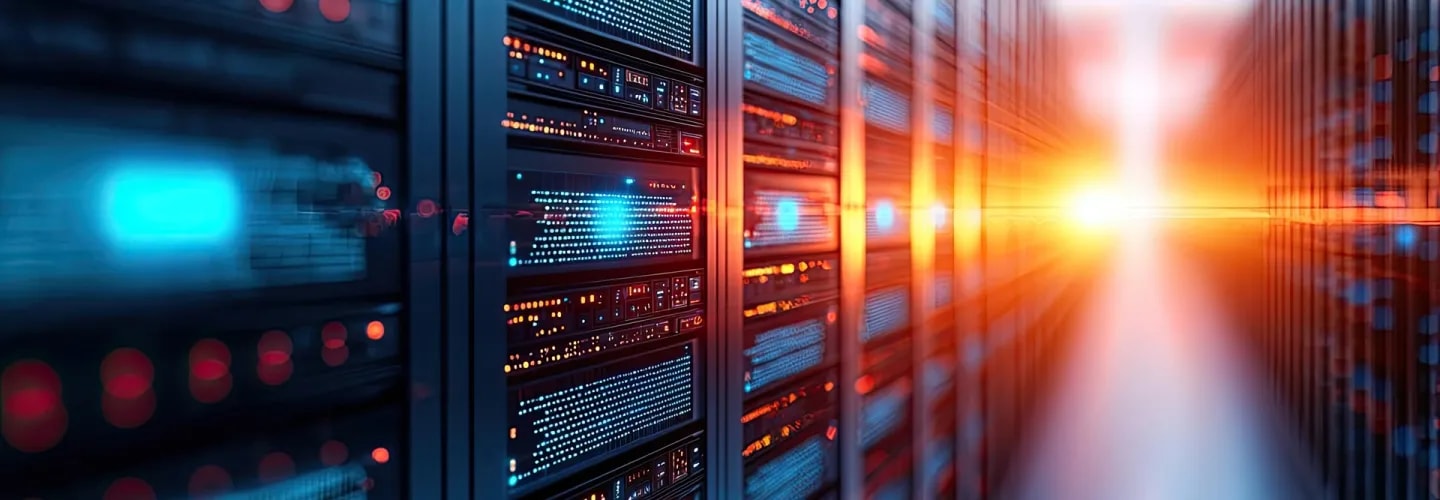 server racks with light ray