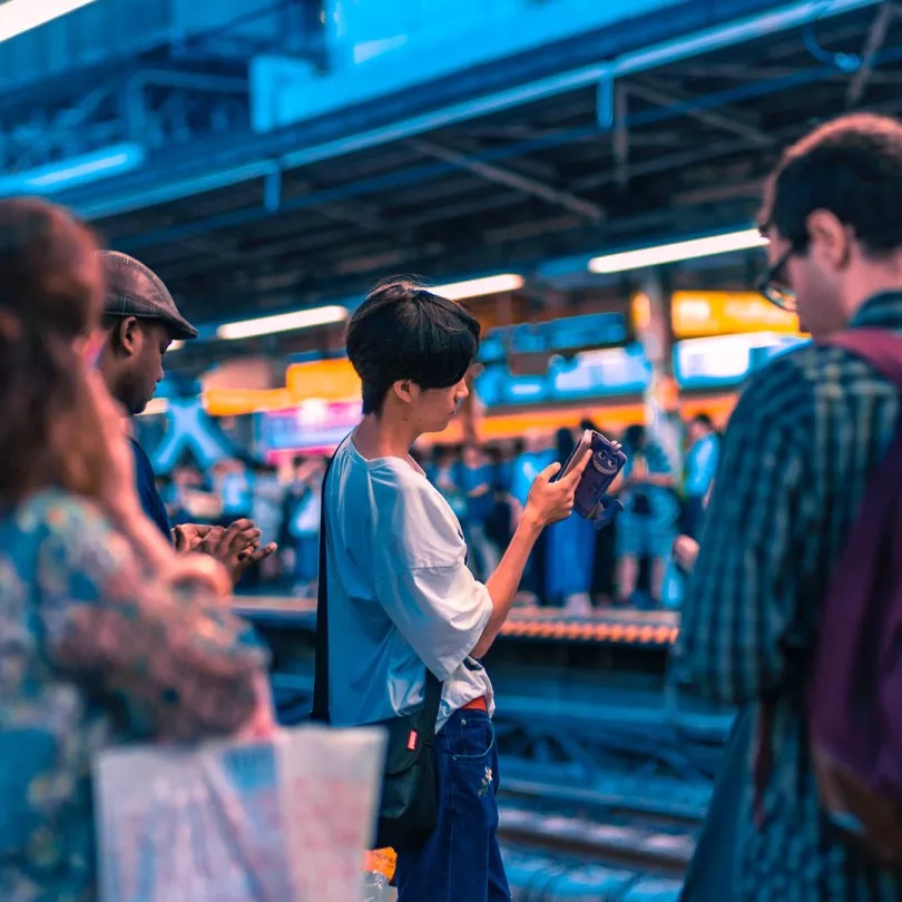 People waiting for a train