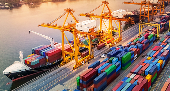 Shipyard with cargo crates